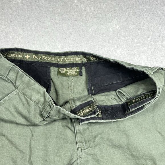 Boy Scouts Of America Cargo Short Men’s 32 Youth 20 Green Army Elastic Waist - Picture 4 of 11